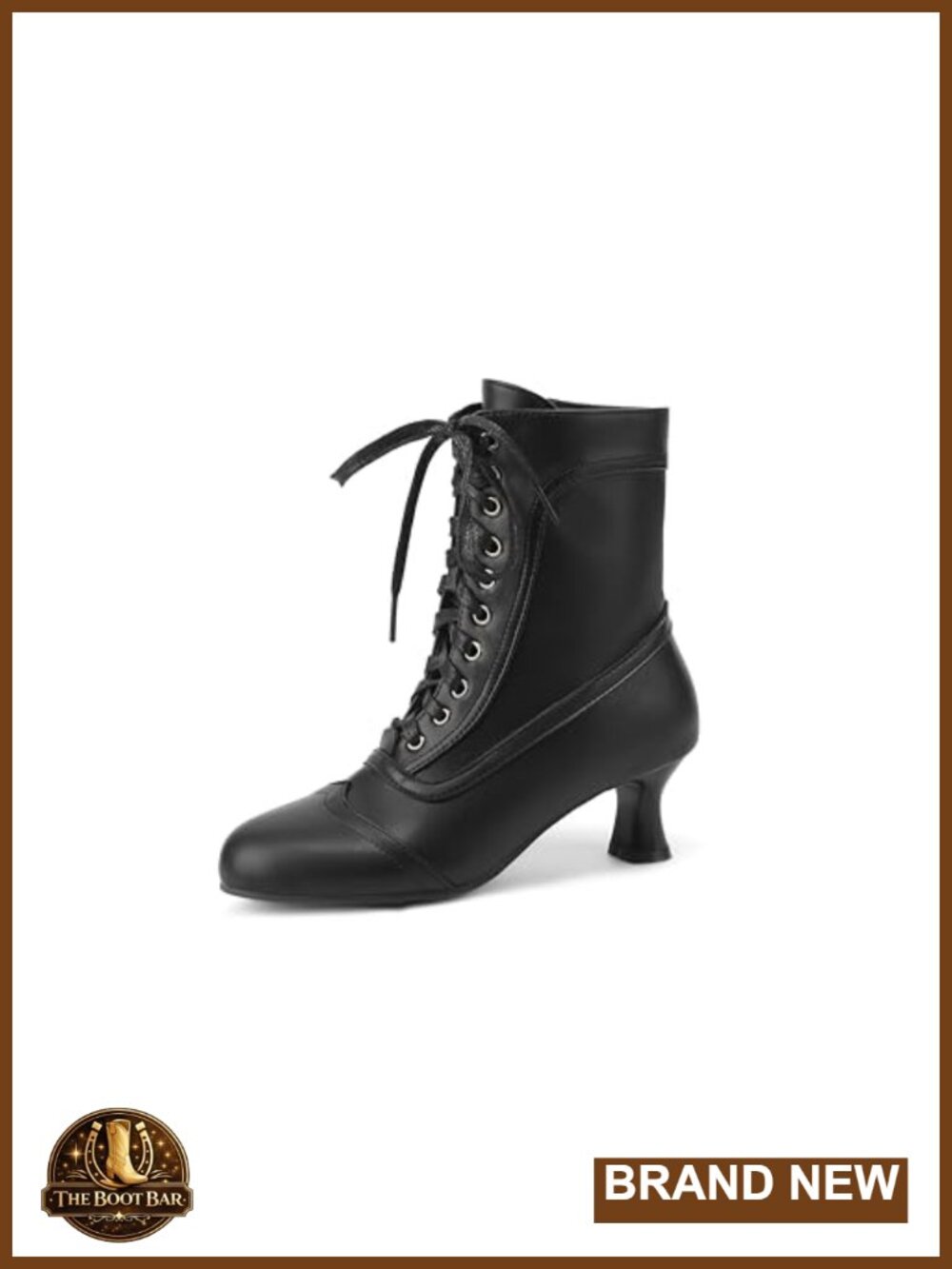 Victorian Lace Up Ankle Boots Kitten Heel Vintage Booties